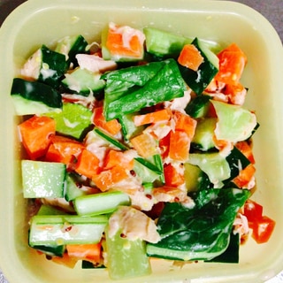野菜がおいしい‼︎ピリ辛ツナドレッシングのサラダ